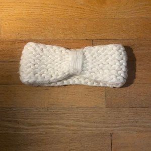 Fuzzy winter knot white headband for the cold